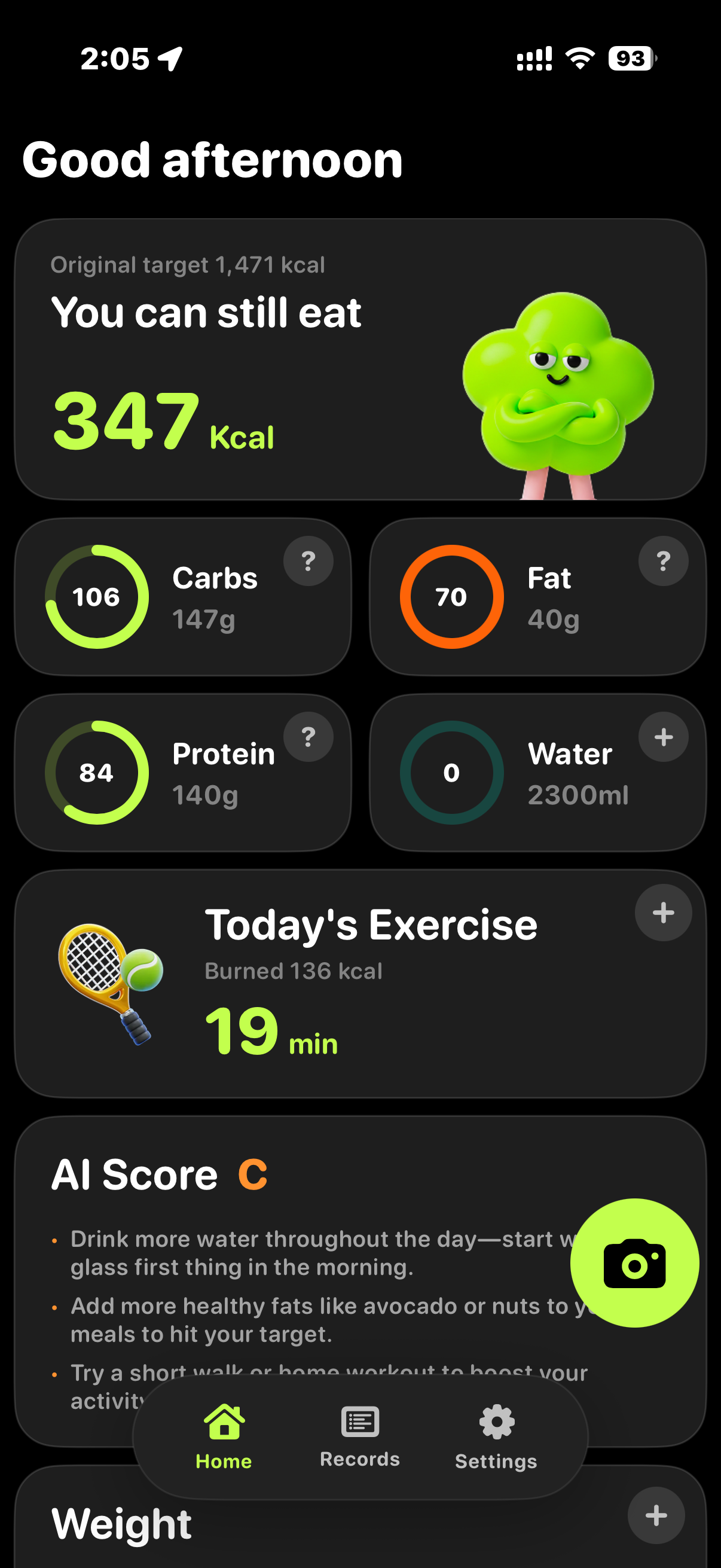 Morsora daily nutrition dashboard